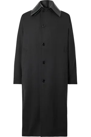 Jil Sander Oversized Leather-Trimmed Wool Coat
