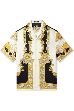 VERSACE Camp-Collar Printed Silk-Twill Shirt