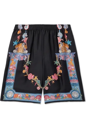 VERSACE Straight-Leg Printed Silk-Twill Shorts
