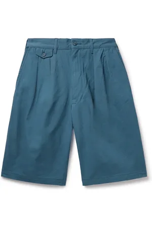 Beams Wide-Leg Pleated Cotton-Twill Shorts