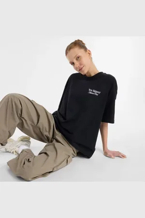 New Balance Mulheres Linear Graphic Oversized T-Shirt em , Tamanho 2XL