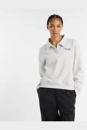 New Balance Mulheres French Terry Polo Sweatshirt em , Cotton Fleece