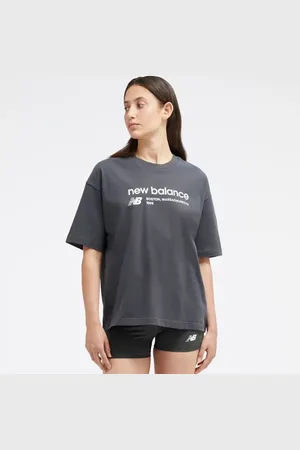 New Balance Mulheres Linear Heritage Jersey Oversized T-Shirt em , Tamanho L