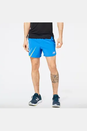 New Balance Homens Graphic Impact Run 5 Inch Short em , Polywoven