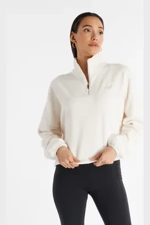 New Balance Mulheres Polar Fleece Half Zip em , Cotton Fleece, Tamanho L