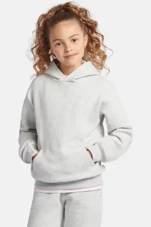 New Balance Meninas Brush Back Small Logo Hoodie em , Tamanho 10-11 anos