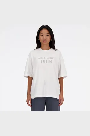 New Balance Mulheres Iconic Collegiate Jersey Oversized T-Shirt em , Tamanho L