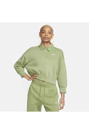 Nike Mulher Camisolas sem capuz - Sweatshirt tipo polo com mangas de 3/4 Sportswear Phoenix Fleece para mulher
