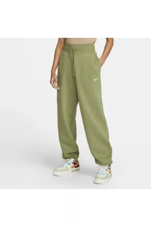 Nike Mulher Calças Cintura Subida - Calças de fato de treino folgadas de cintura subida Sportswear Phoenix Fleece para mulher