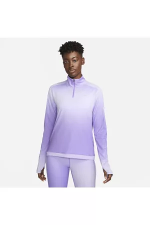 Nike Mulher T-shirts desportivas - Camisola de running com fecho a 1/4 estampada Dri-FIT Swoosh para mulher