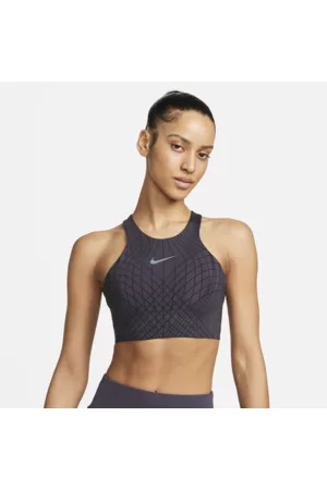 Nike Mulher Soutiens Com Enchimento - Sutiã de desporto almofadado de suporte médio com decote subido Swoosh Phoenix para mulher