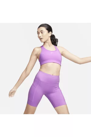 Nike Mulher Calções de ciclista - Calções tipo ciclista de cintura normal e suporte firme de 20 cm com bolsos Go para mulher