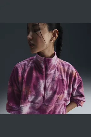 Nike Camisola estampada folgada de lã cardada com fecho até meio Therma-FIT One para mulher