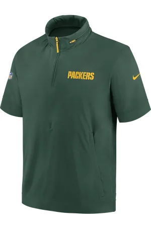 Nike Casaco de manga curta com capuz e fecho até meio NFL Green Bay Packers Sideline Coach para homem