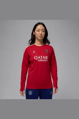 Jordan Camisola de futebol de gola redonda de malha Dri-FIT do quarto equipamento Strike Paris Saint-Germain para mulher