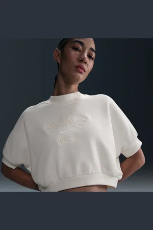 Nike Camisola recortada de manga curta e gola redonda em tecido moletão Sportswear Collection para mulher
