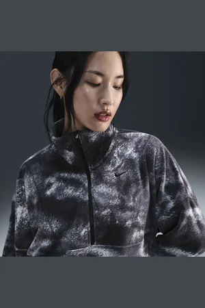 Nike Camisola estampada folgada de lã cardada com fecho até meio Therma-FIT One para mulher