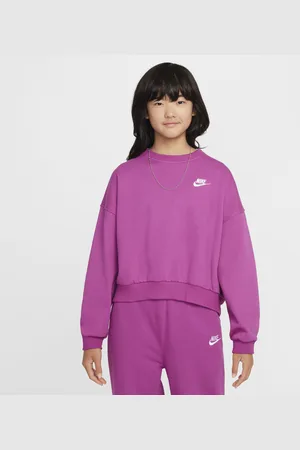 Nike Sweatshirt de gola redonda com corte a direito Sportswear Club Fleece para rapariga