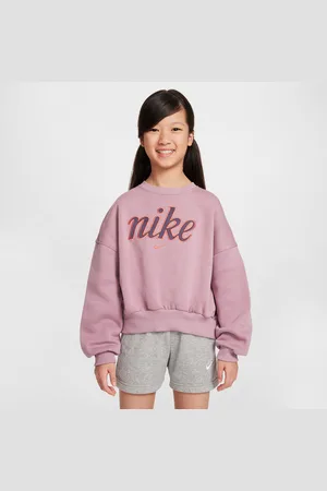 Nike Sweatshirt de gola redonda com corte a direito Sportswear Club Fleece para rapariga