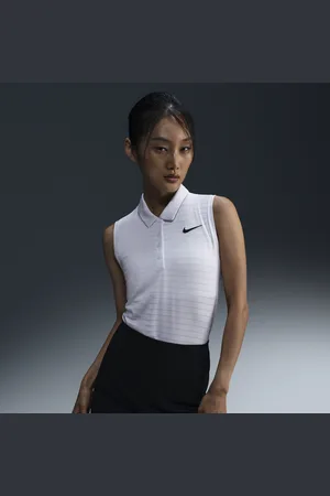 Nike Polo de golfe às riscas sem mangas Dri-FIT Victory para mulher