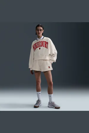 Nike Calções folgados de cintura subida Court Phoenix Fleece para mulher