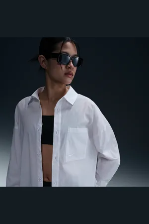 Nike Camisola de manga comprida folgada com botões Sportswear Chill Poplin para mulher