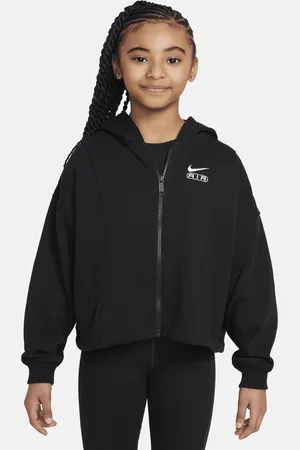 Nike Hoodie em tecido moletão com fecho completo Air para rapariga