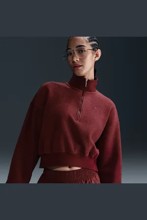 Nike Sweatshirt aconchegante de lã cardada recortada e folgada com fecho a 1/4 Sportswear Phoenix Plush para mulher
