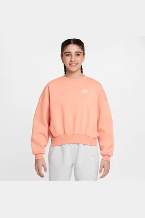 Nike Sweatshirt de gola redonda com corte a direito Sportswear Club Fleece para rapariga