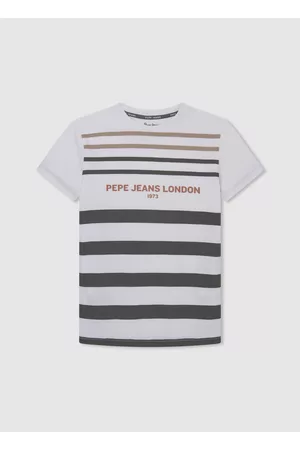 Pepe Jeans Infantil T-shirts & Manga Curta - T-shirt de algodão padrão às riscas