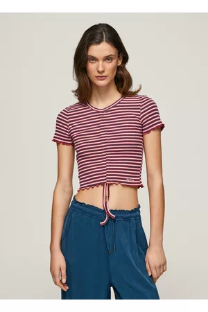 Pepe Jeans Mulher T-shirts & Manga Curta - T-shirt com padrão às riscas
