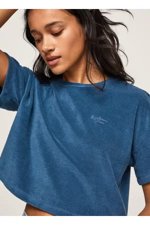 Pepe Jeans Mulher T-shirts & Manga Curta - T-shirt cropped fit tecido felpa