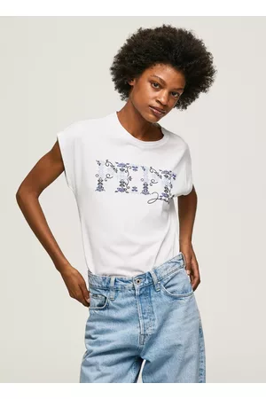 Pepe Jeans Mulher T-shirts & Manga Curta - T-shirt com logo bordado