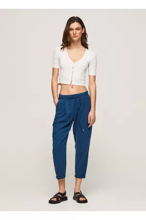 Pepe Jeans Mulher Calças Cargo - Calças cargo de tecido fluido