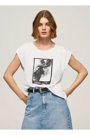 Pepe Jeans Mulher T-shirts & Manga Curta - T-shirt estampado fotográfico