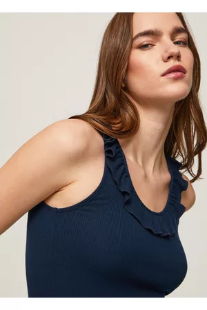 Pepe Jeans Mulher T-shirts & Manga Curta - T-shirt decote com folhos