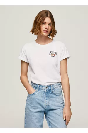 Pepe Jeans Mulher T-shirts & Manga Curta - T-shirt com logo estampado