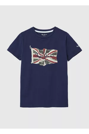 Pepe Jeans Menino T-shirts & Manga Curta - T-shirt algodão logo bandeira