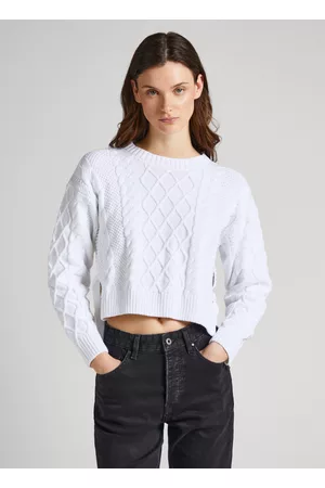 Pepe Jeans Mulher Pullovers e Camisolas de Malha - Sweater de malha entrançada