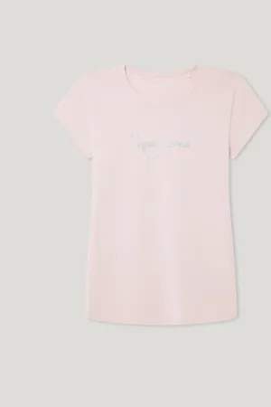 Pepe Jeans T-shirt logo glitter estampado