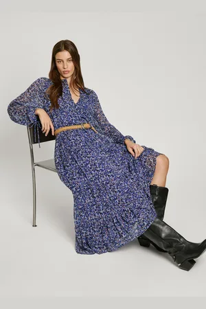 Pepe Jeans Vestido comprido laço na cintura