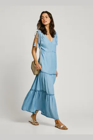 Pepe Jeans Vestido comprido decote em v