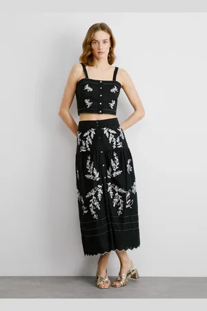 Pepe Jeans Saia midi popelina bordada