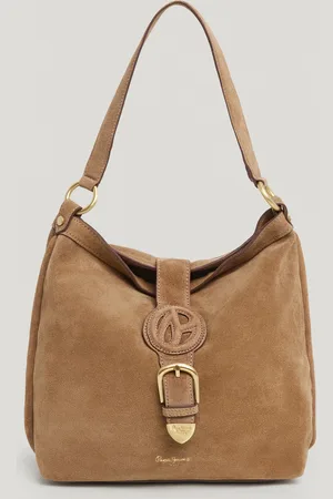 Pepe Jeans Mala hobo de camurça com monograma