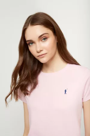 Polo Club Mulher T-shirts & Manga Curta - T-Shirt Rosa Com Logótipo Bordado