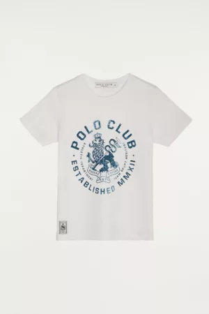 Polo Club T-Shirt Orgânica Kids Branca Com Estampado