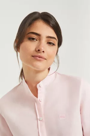Polo Club Mulher Camisas - Camisa Rosa Empoado Com Gola Mao E Pormenor Bordado No Peito