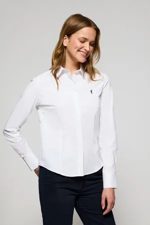 Polo Club® Camisa Slim De Popelina Branca Com Logo Bordado Rigby Go