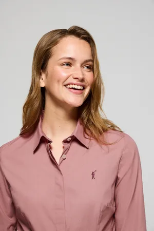 Polo Club® Camisa Slim De Popelina Em Cor Com Logo Bordado Rigby Go