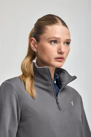 Polo Club® Sweatshirt Cinzento Com Meio Fecho De Correr E Bordado Rigby Go
